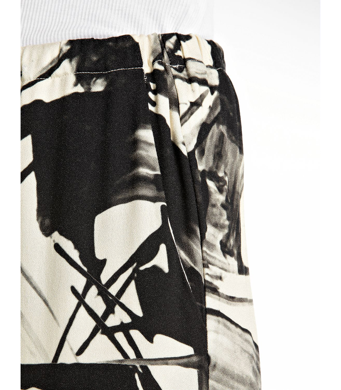 アブストラクトプリントワイドパンツ 詳細画像 ブラックアイボリー 5